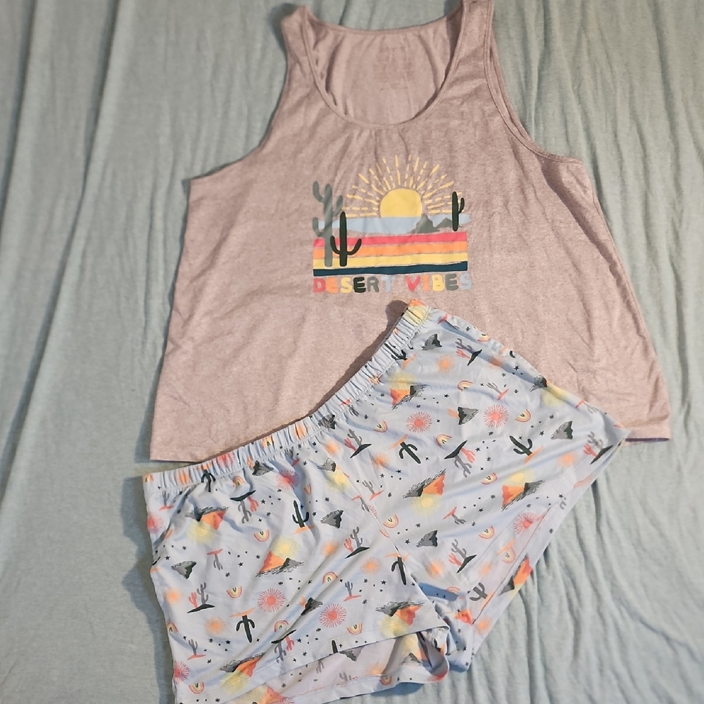Desert Vibes Women's Pajama Set - Lavender and Light Blue